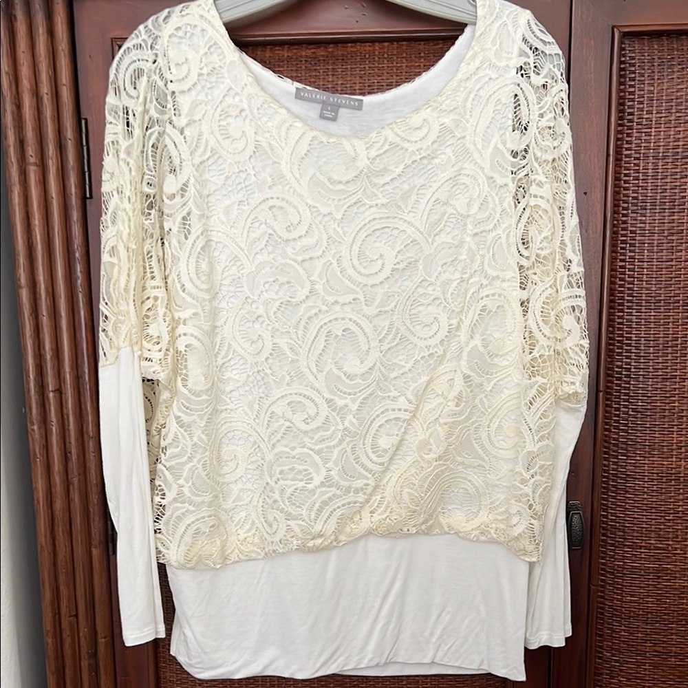 Valerie Stevens Cream Lace Top